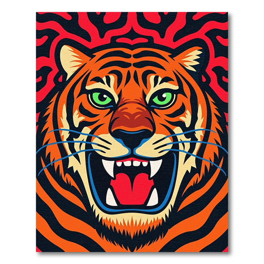 Fierce Orange Tiger Roaring Vivid Rug