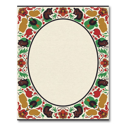 Farmhouse Red Brown Floral Border Rug