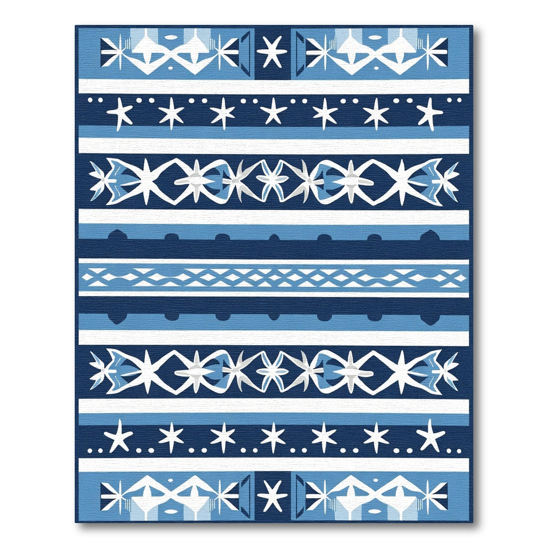 Indigo White Geometric Stripe Rug