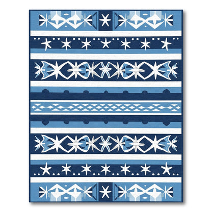 Indigo White Geometric Stripe Rug