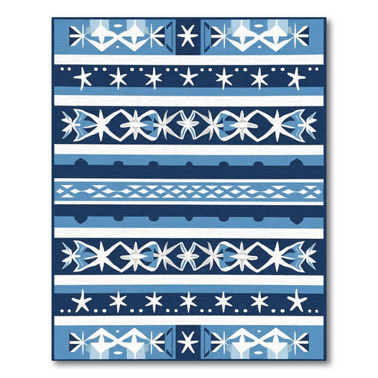 Indigo White Geometric Stripe Rug