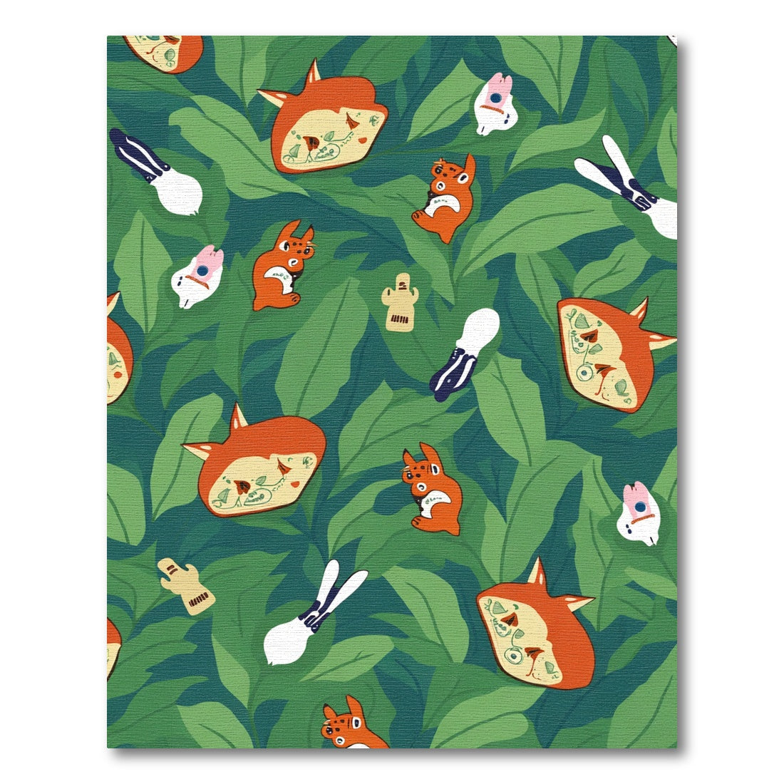 Whimsical Orange Critters Green Garden Rug