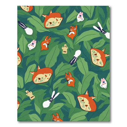 Whimsical Orange Critters Green Garden Rug