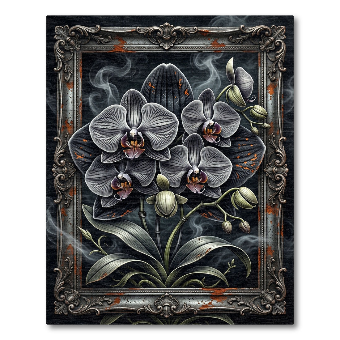 Gothic Orchid Smoke Framed Art Rug