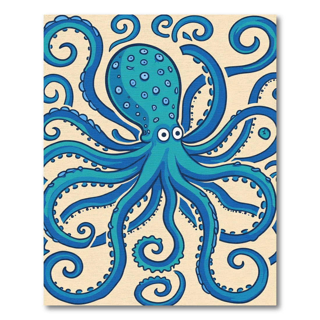 Blue Teal Octopus Swirls Rug