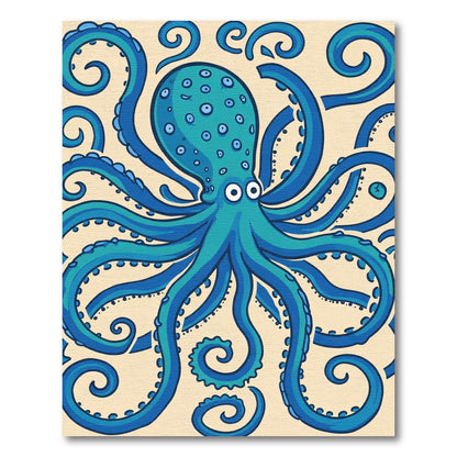 Blue Teal Octopus Swirls Rug