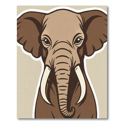Brown Elephant Portrait with Tusks Rug