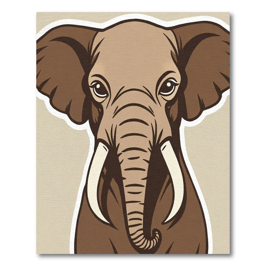 Brown Elephant Portrait with Tusks Rug