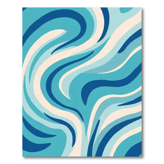 Cool Blue Abstract Swirl Rug