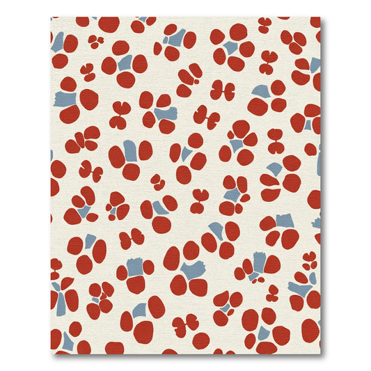Warm Red And Blue Floral Scatter Rug