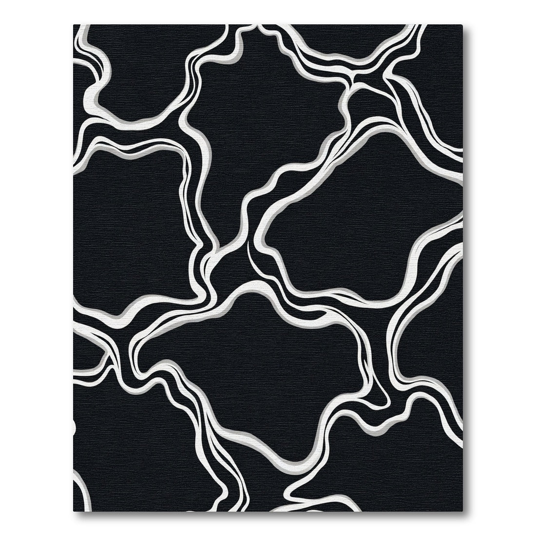 Black White Organic Flow Rug