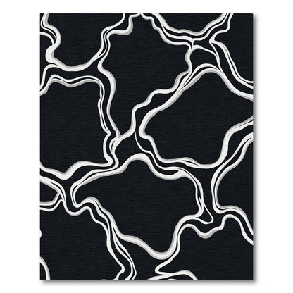Black White Organic Flow Rug