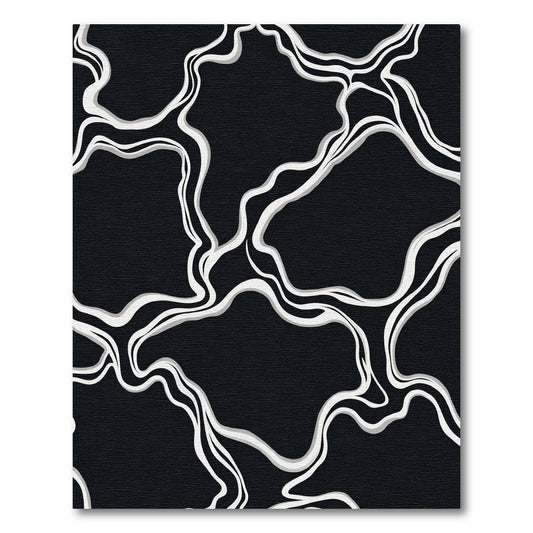 Black White Organic Flow Rug