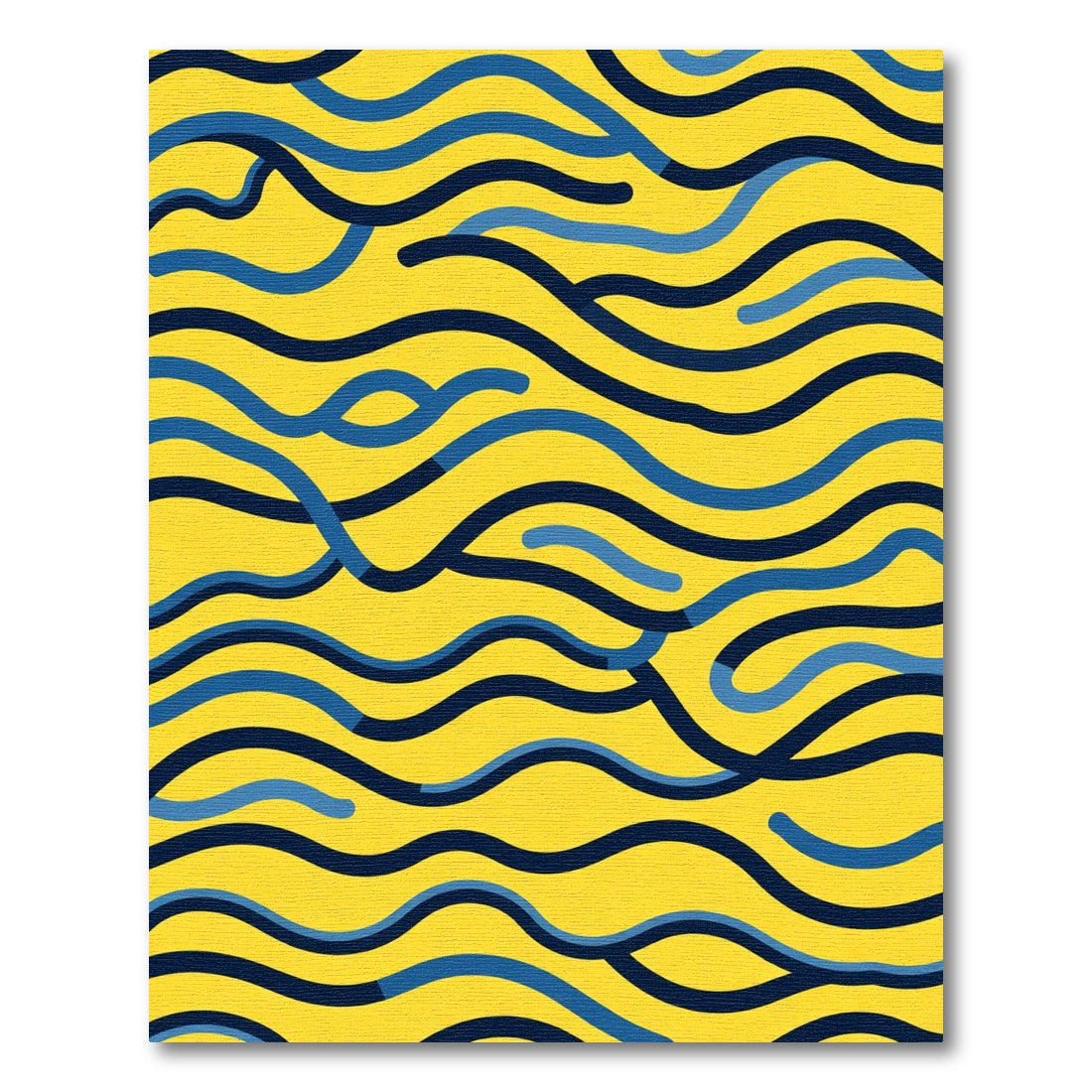 Yellow Blue Wavy Stripes Rug