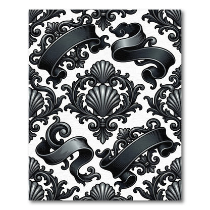 Gothic Shell and Scroll Damask Rug