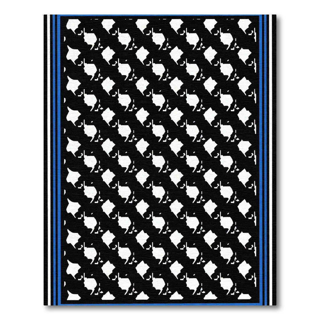 Bold Black White Geometric Symmetry Rug
