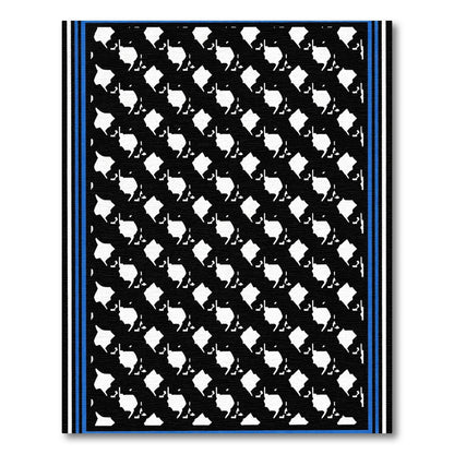 Bold Black White Geometric Symmetry Rug