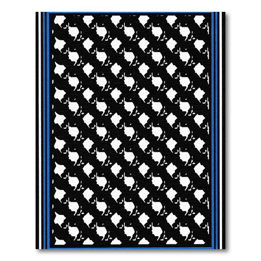 Bold Black White Geometric Symmetry Rug