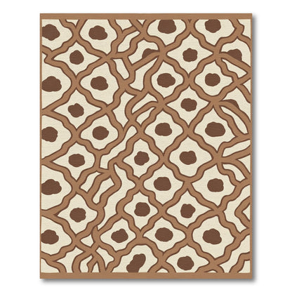 Brown Cream Interlocking Organic Shapes Rug