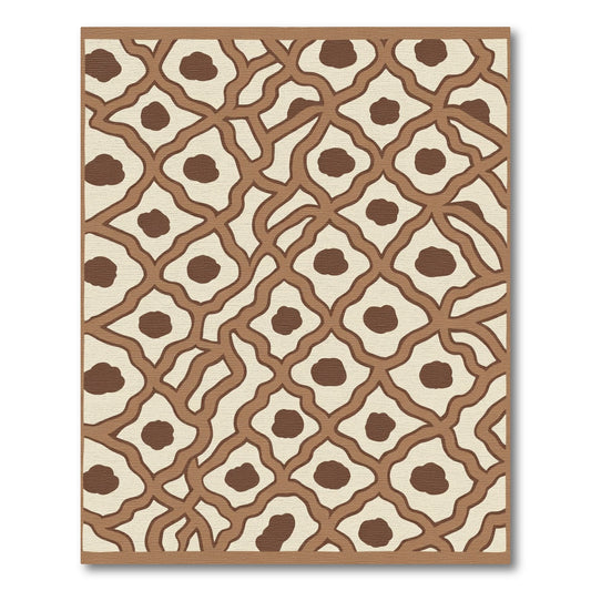 Brown Cream Interlocking Organic Shapes Rug