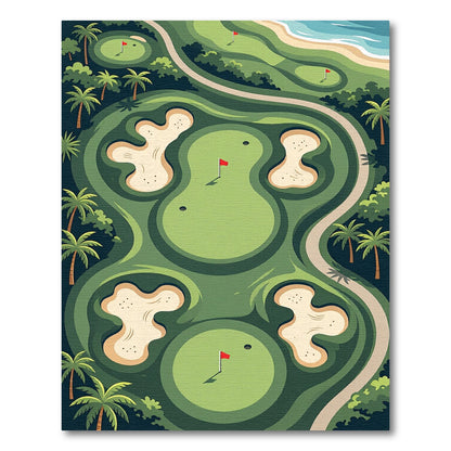 Tropical Golf Course Aerial Landscape Rug
