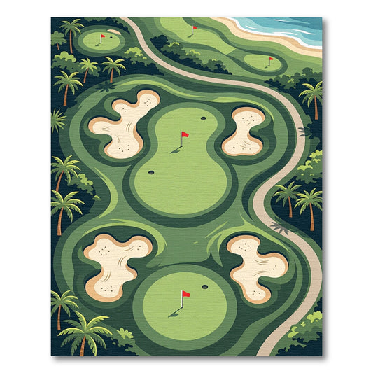 Tropical Golf Course Aerial Landscape Rug