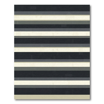 Chic Grey Cream Horizontal Stripe Rug
