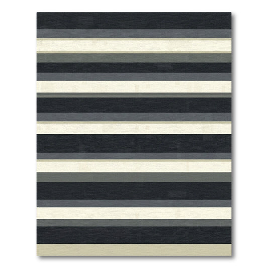 Chic Grey Cream Horizontal Stripe Rug