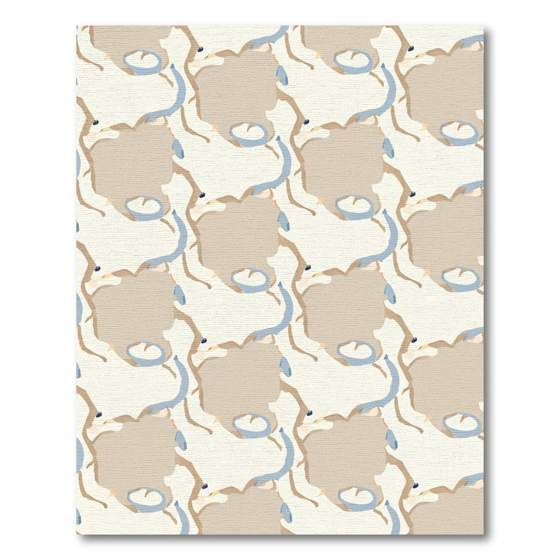 Abstract Tan Blue Swirls Rug