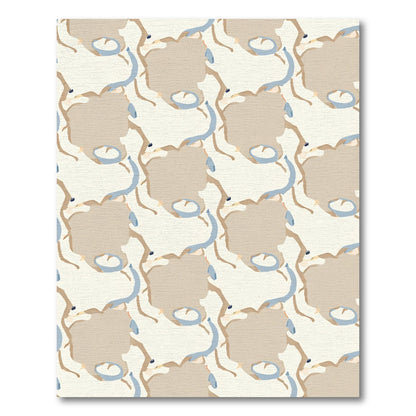 Abstract Tan Blue Swirls Rug
