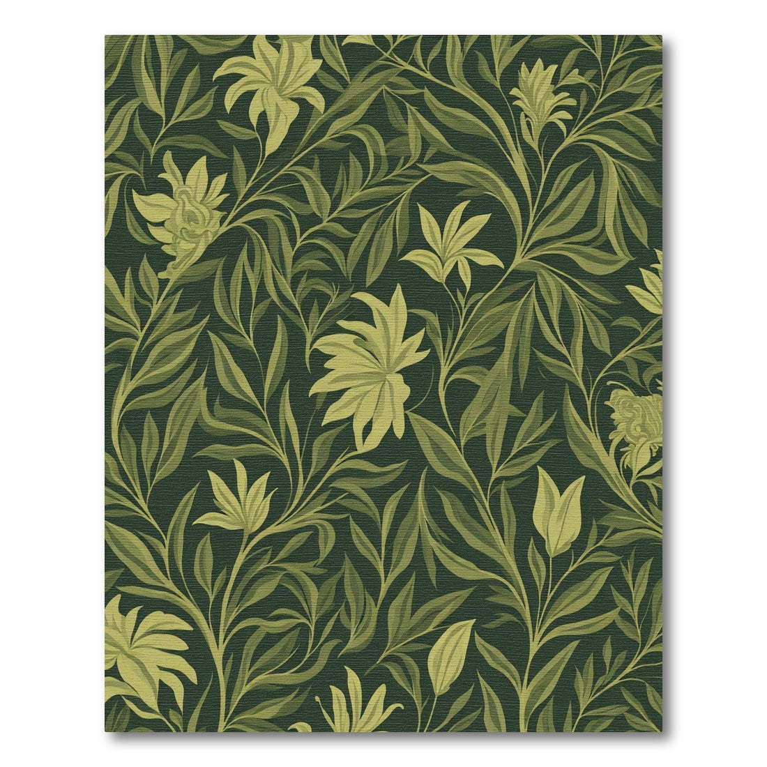 Dark Green Ochre Floral Vine Rug