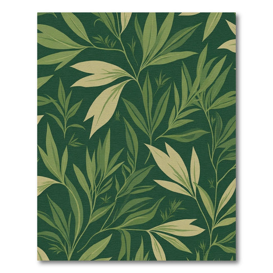 Deep Forest Green Leafy Botanical Rug