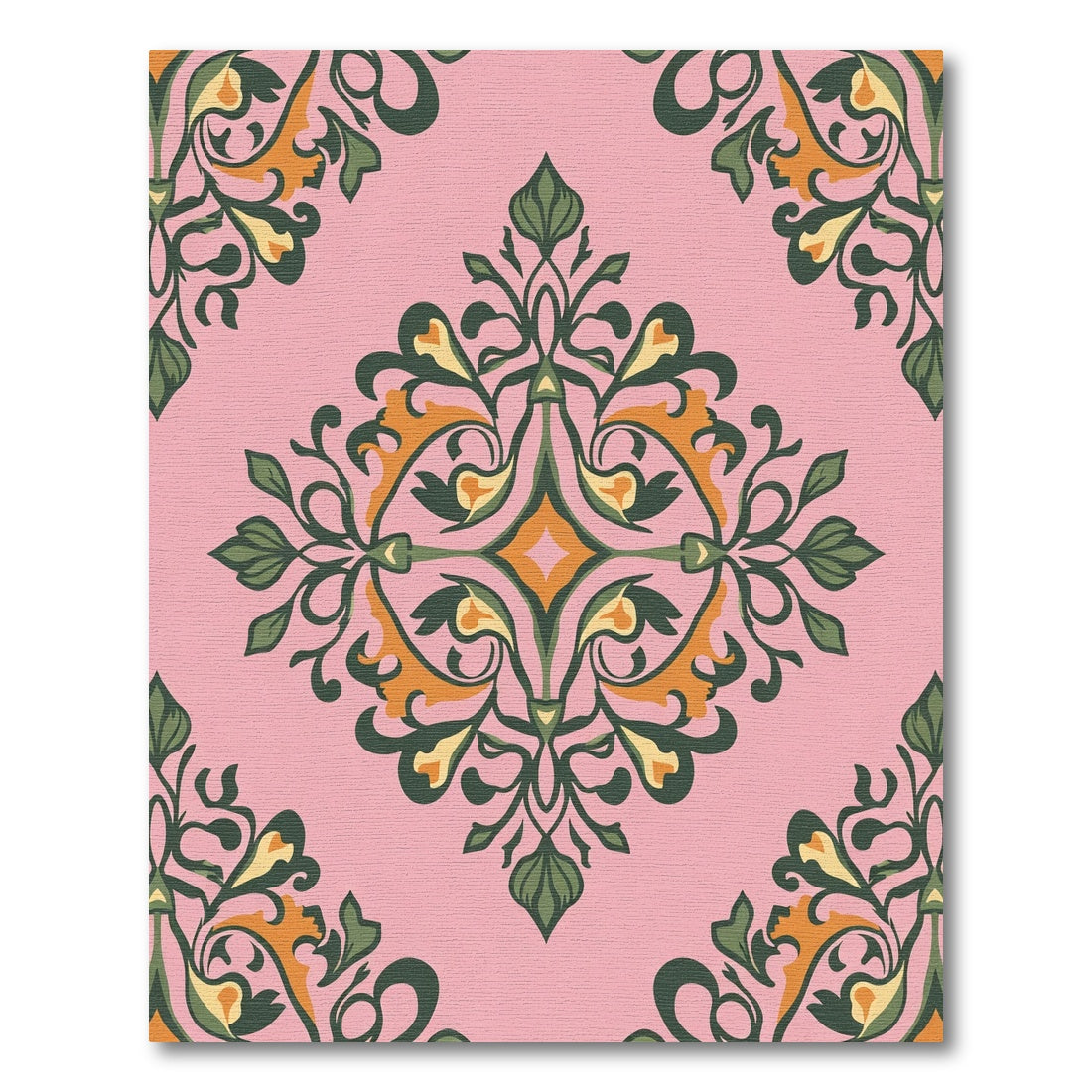 Pink Floral Arabesque Vine Rug