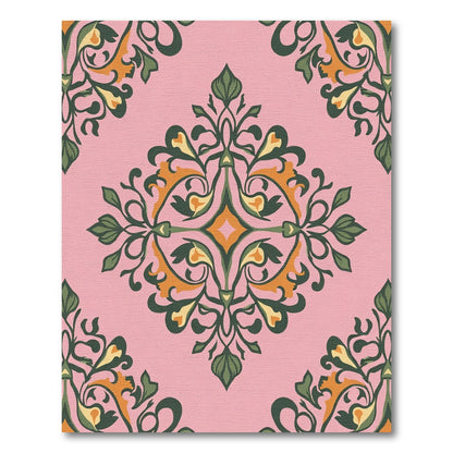 Pink Floral Arabesque Vine Rug
