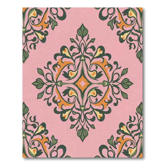 Pink Floral Arabesque Vine Rug
