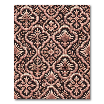 Antique Rose Damask Elaborate Floral Scroll Rug