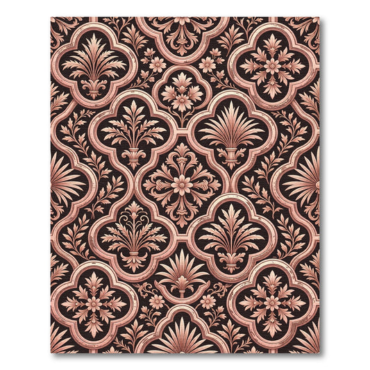Antique Rose Damask Elaborate Floral Scroll Rug