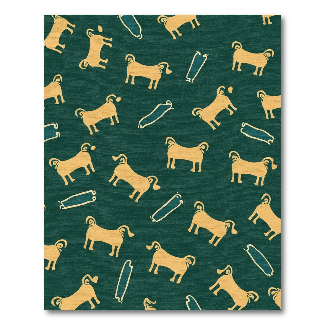 Golden Dogs Teal Pattern Rug