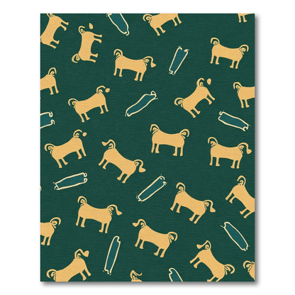 Golden Dogs Teal Pattern Rug