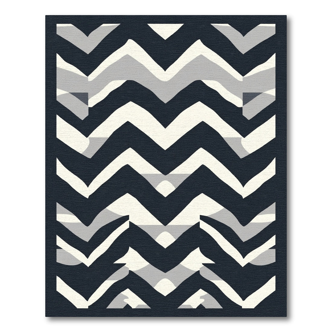 Bold Navy White Chevron Overlay Rug