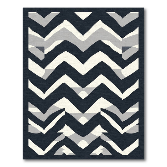 Bold Navy White Chevron Overlay Rug