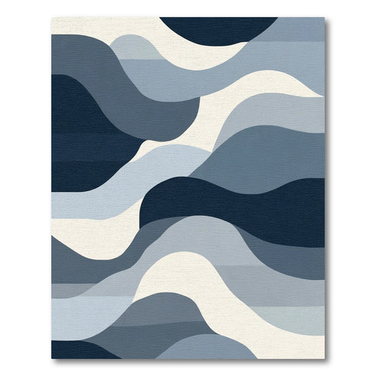Deep Blue Abstract Wave Layers Rug