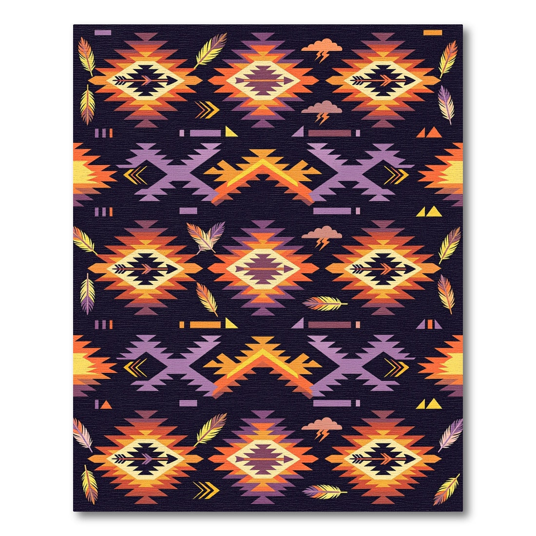 Bold Southwestern Medallion Feather Design Rug
