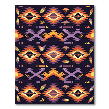 Bold Southwestern Medallion Feather Design Rug