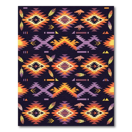 Bold Southwestern Medallion Feather Design Rug