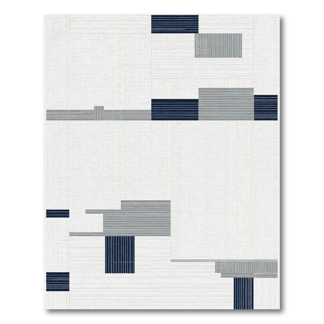 Modern Minimalist Navy Gray Blocks Rug
