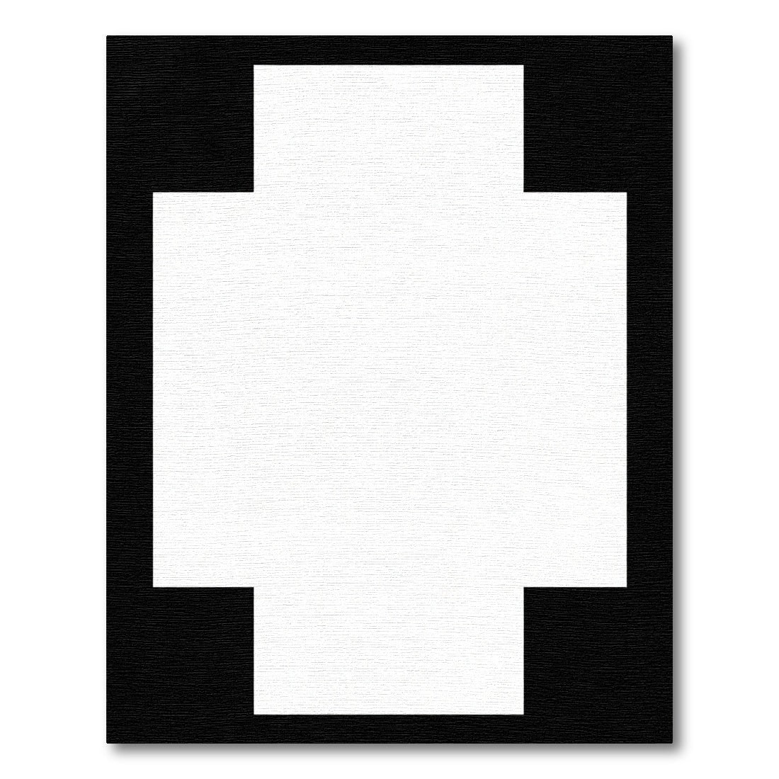 Bold Black and White Geometric Cross Rug