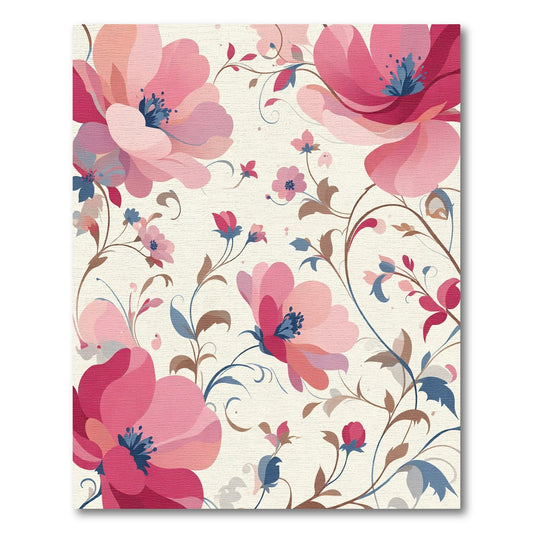 Pink Floral Vine Garden Abstract Rug