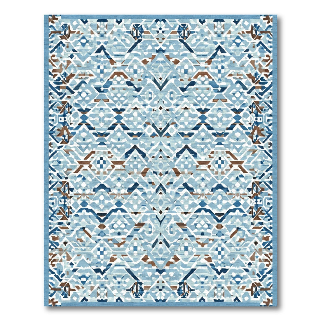 Geometric Blue Brown Diamond Weave Rug
