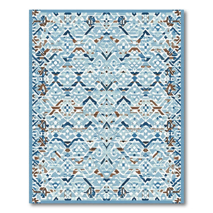 Geometric Blue Brown Diamond Weave Rug